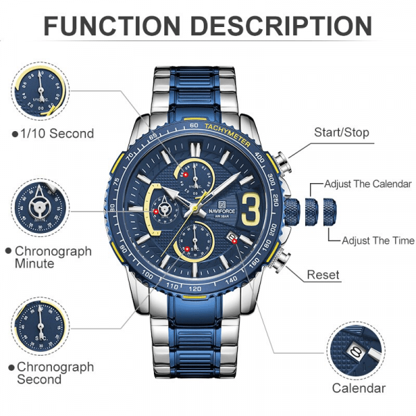 reloj naviforce 8017 hombre analogo cronografos original sigmatech 387359375