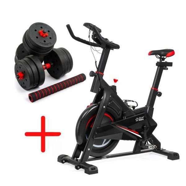 Combo Bicicleta estatica Spinning mancuernas pesas 20Kg 2