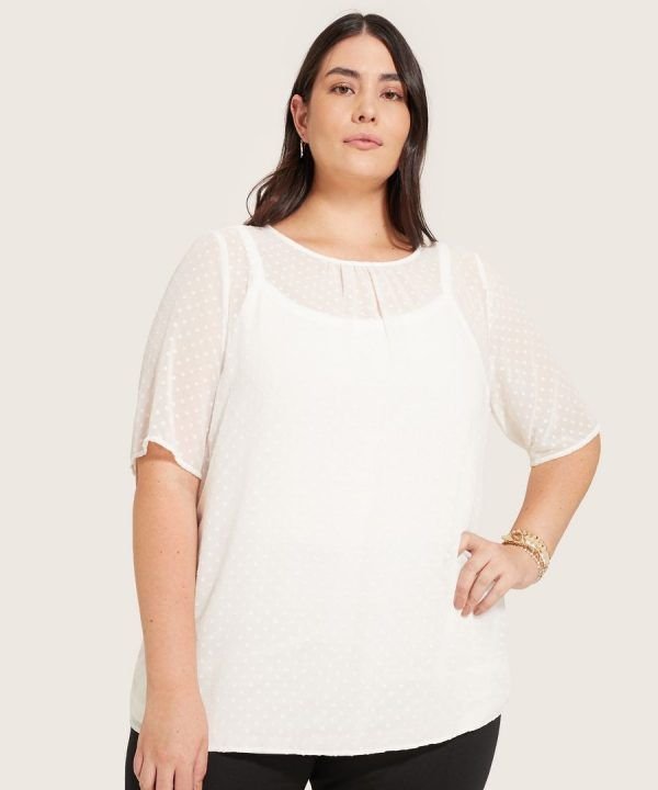 Blusa Manga Corta Escote Redondo Top Interno 3