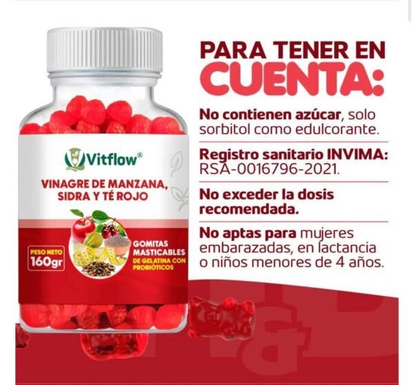 Gomitas Vinagre de Manzana Sidra y Té Rojo - Imagen 2