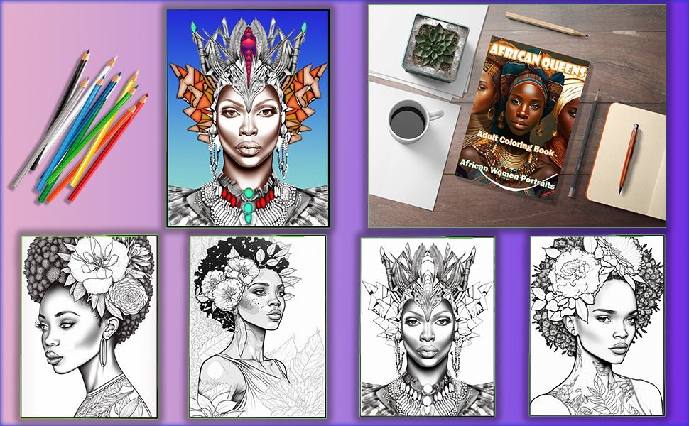 Beautiful African Queens Adult Coloring Book 2 Recuperado