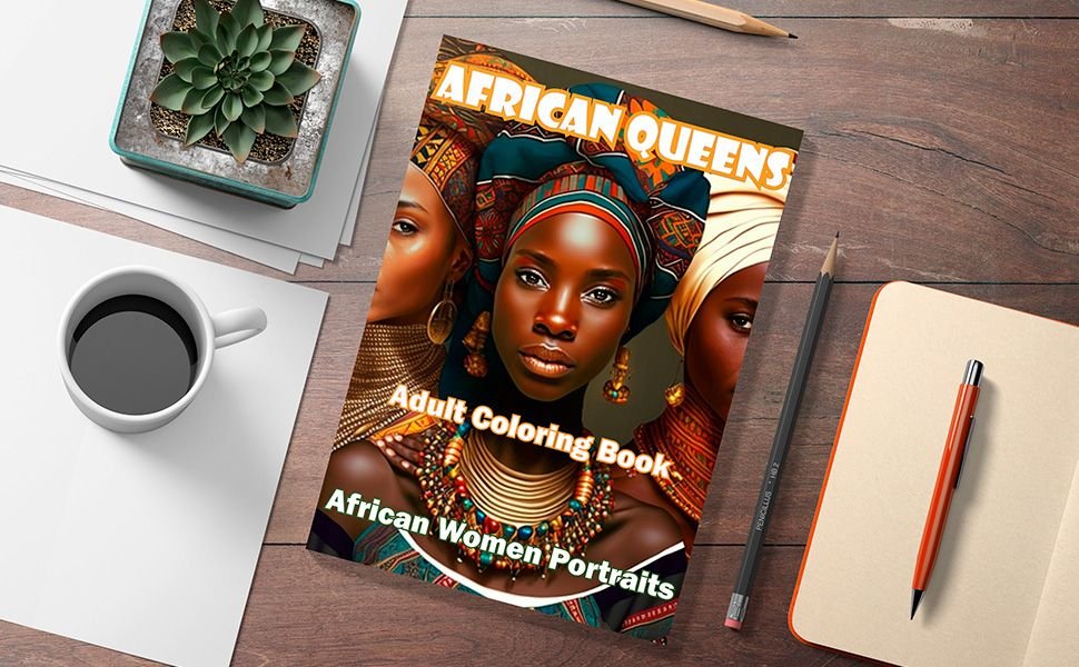 Beautiful African Queens Adult Coloring Book 970x600 1