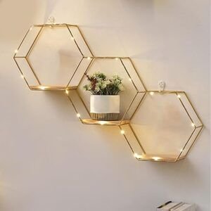 Repisa Panal Dorada Decorativa de Pared