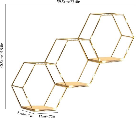 Repisa Panal Dorada Decorativa de Pared 3 Repisa Panal Dorada Decorativa de Pared - Imagen 2