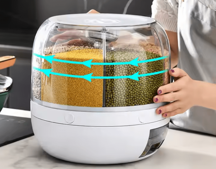 Dispensador Giratorio de Granos y Cereales con 6 Compartimentos – Organizador de Cocina 360 - Imagen 3