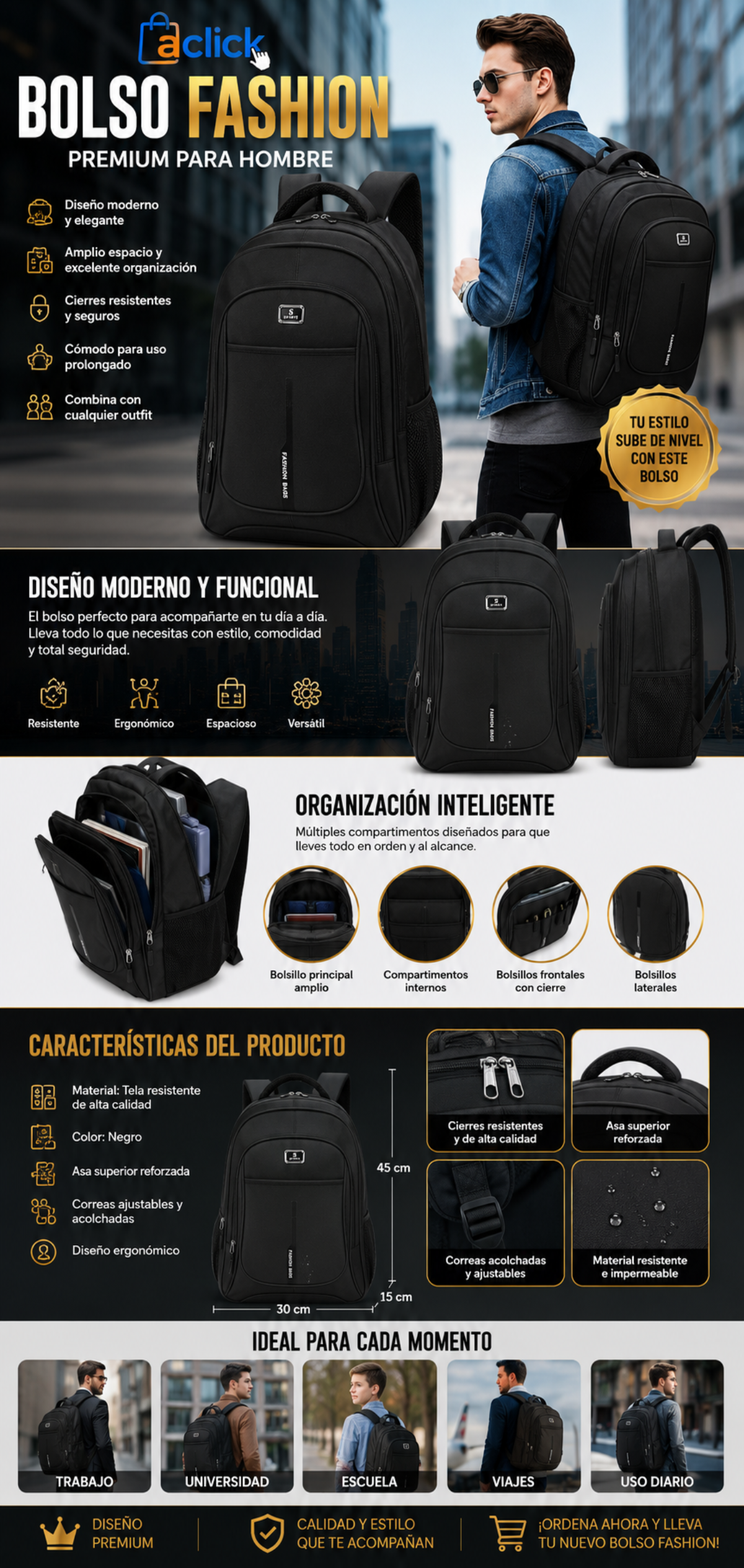 Bolso Fashion Premium Para Hombre