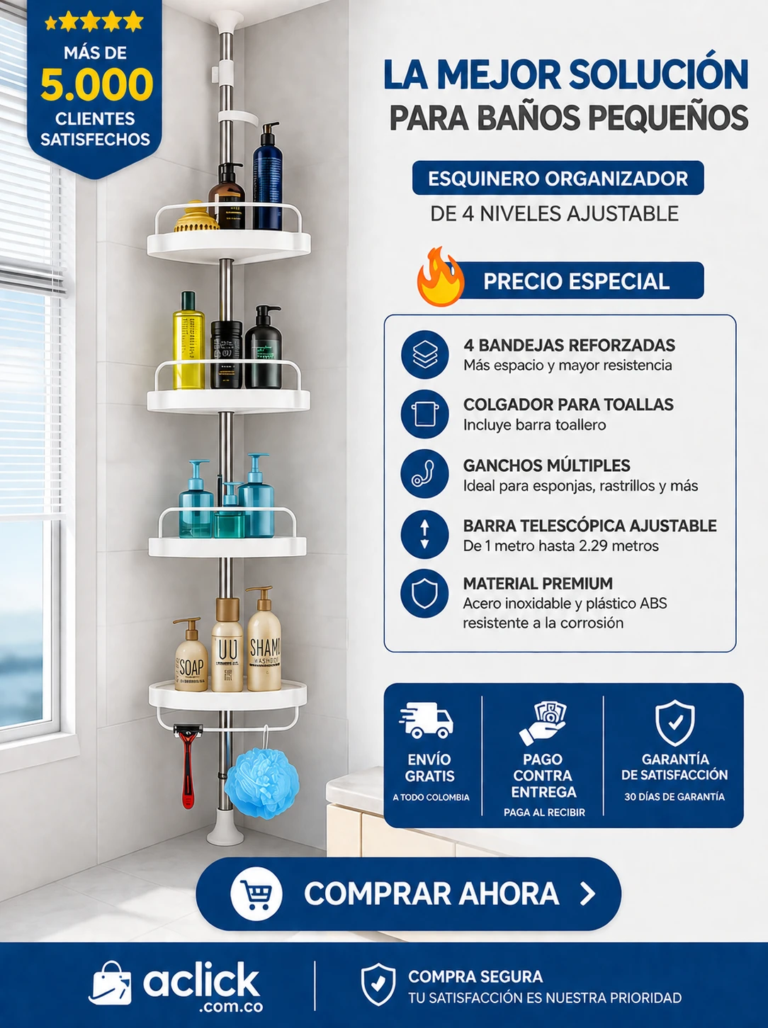 Esquinero Organizador de bano 2