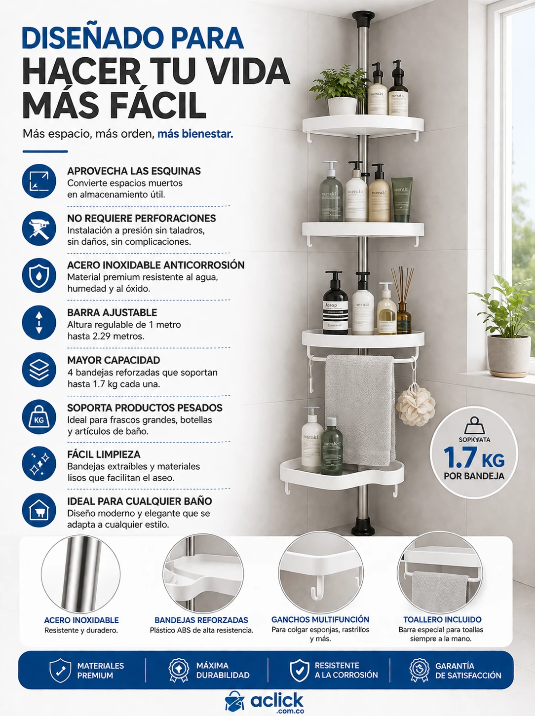 Esquinero Organizador de bano 5
