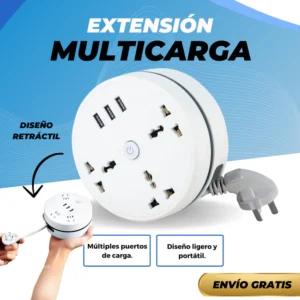 Extensión Multicarga Retráctil USB 180cm