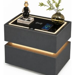 Mesa De Noche Inteligente Con Carga Inalámbrica Bluetooth Y Luz Led