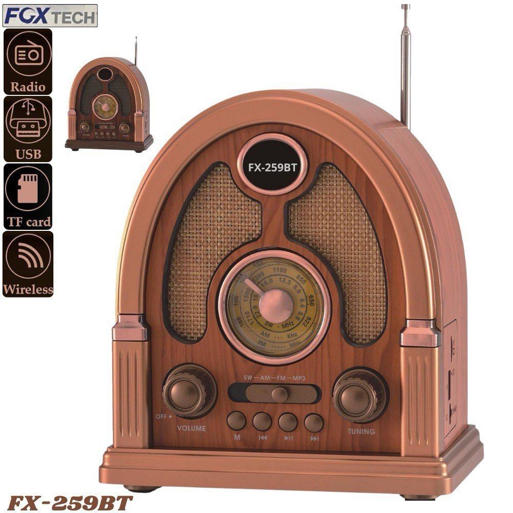 Radio Parlante Retro Vintage Recargable AM/FM/SW MP3 Bluetooth