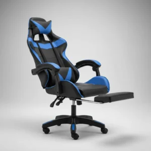 Silla Gamer Con Reposapies Azul
