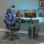 Silla Gamer Con Reposapies Azul 8