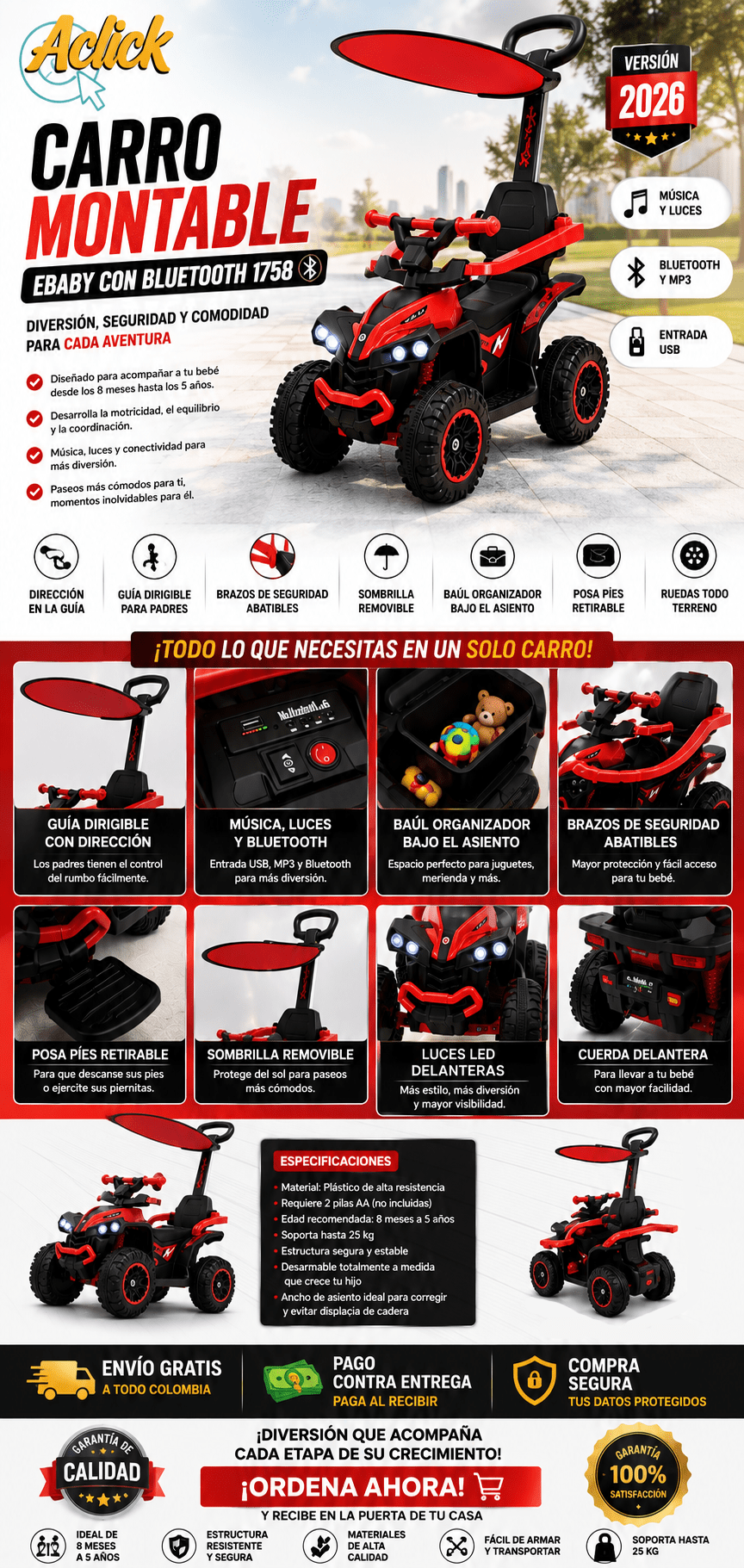 Carro Montable Ebaby Con Bluetooth 1758 7
