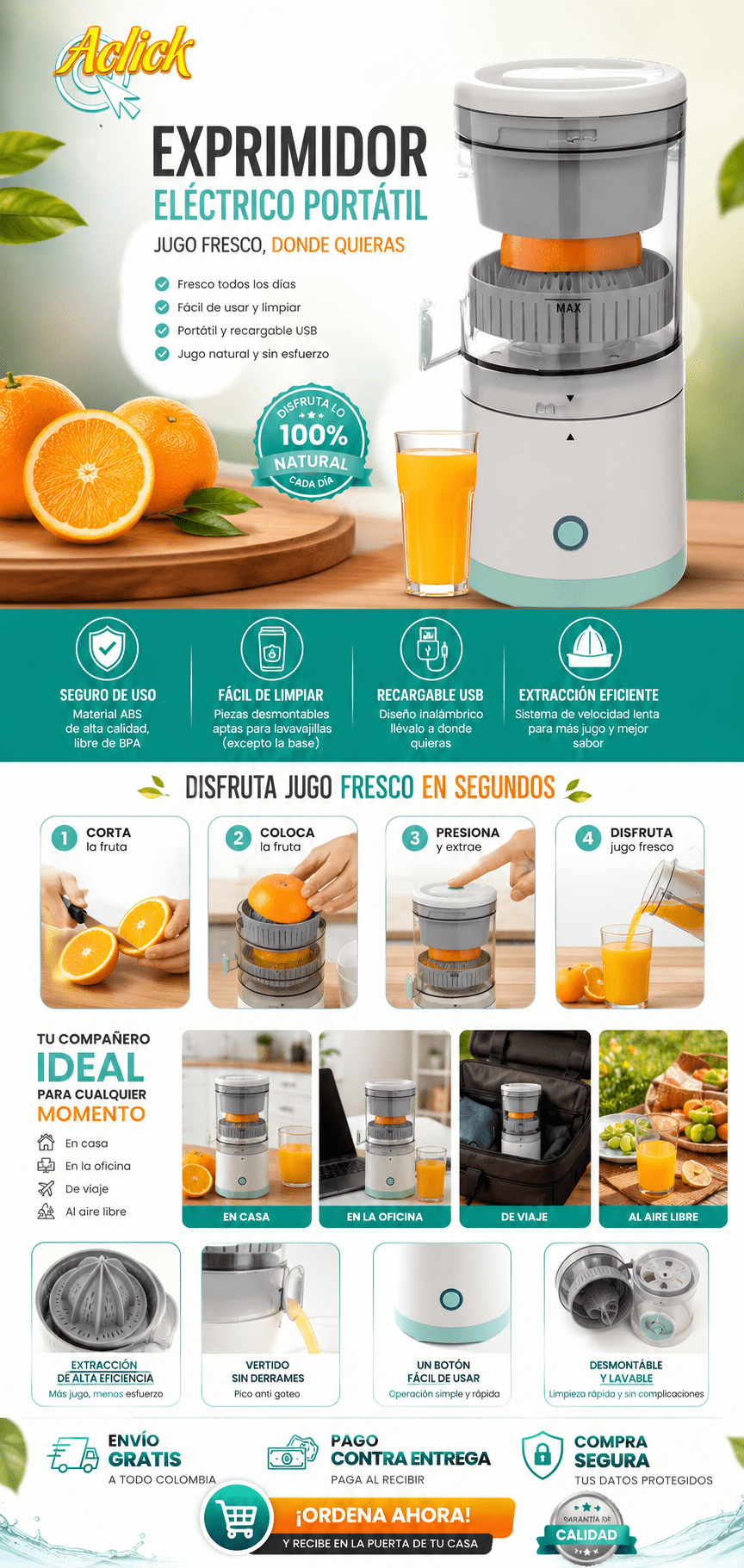Exprimidor Frutas Inalambrico Portatil