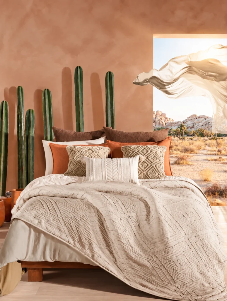 Dormitorio bohemio con vistas al desierto